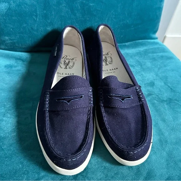 Cole Haan Navy Canvas Penny Loafer - Size 8 - Picture 7 of 7